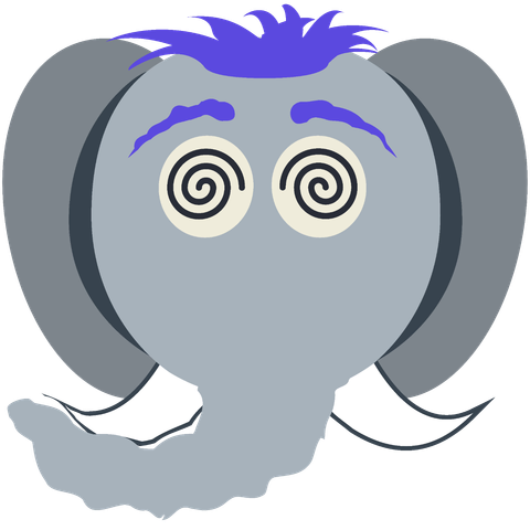 Im Comic Stil:  Elefant mit spiralaugen