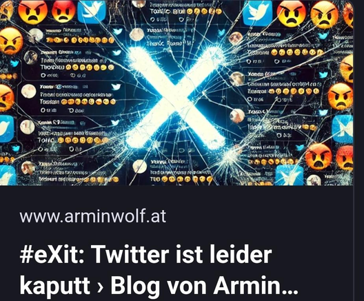 Schwarzer Hintergrund mit emojis und Postings. In der Mitte ein großes helles X

"Das Titelbild für meinen Blog-Eintrag zum Thema „Twitter ist leider kaputt“ habe ich übr. mit der KI Dall-E gebastelt"