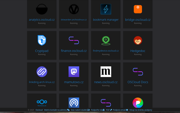 Webové rozhraní Oscloud