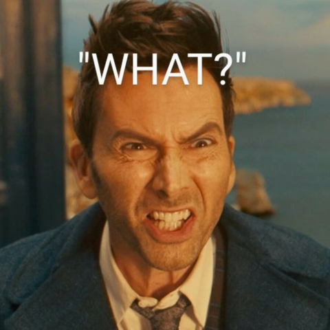 The fourteenth Doctor exclaims "WHAT?"