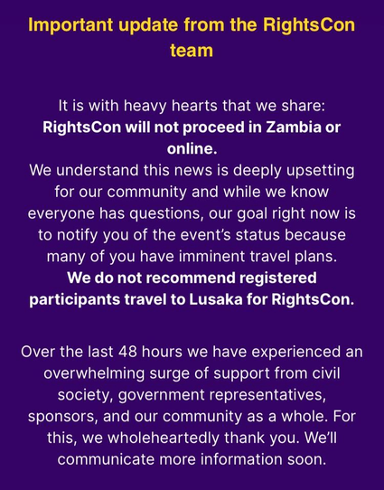 RightsCon cancellation announcement