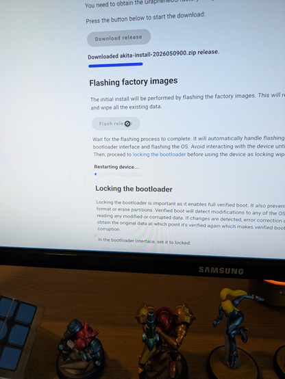 Photograph of the grapheneOS web installer in action