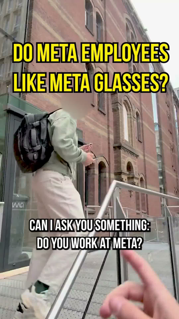 Video from Bits of Freedom in front of Meta's Amsterdam office where a person tries to interview employees about Meta spy glasses.